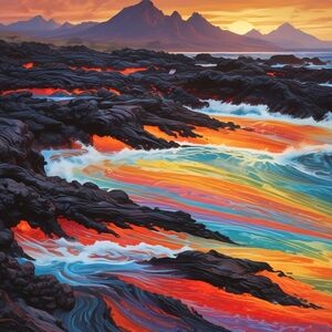 Vibrant Sunset Coastal Art Print